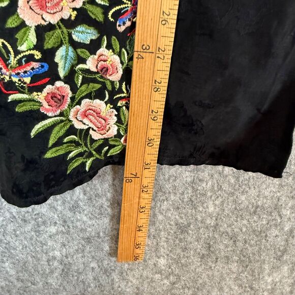 Citron Santa Monica Linen Silk Button Jacket Asian Brocade Floral Embroidered XS - Picture 9 of 12